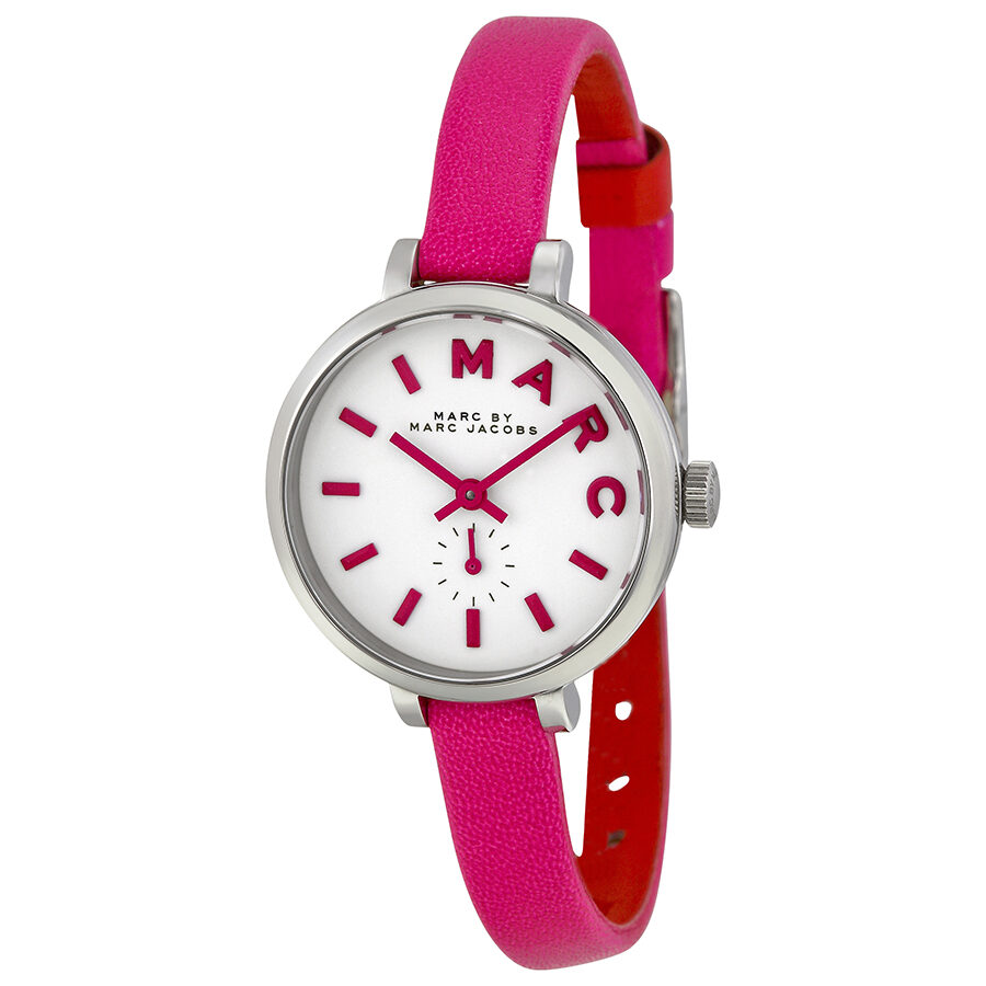 Marc by Marc Jacobs Sally White Dial Hot Pink Leather Ladies Watch - MBM1353