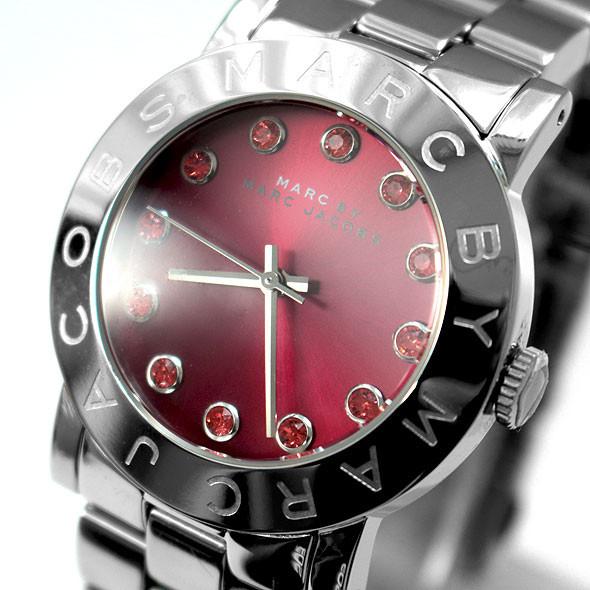 Marc Jacobs Amy Red Dial Silver Steel Strap Women Watch - MBM3335