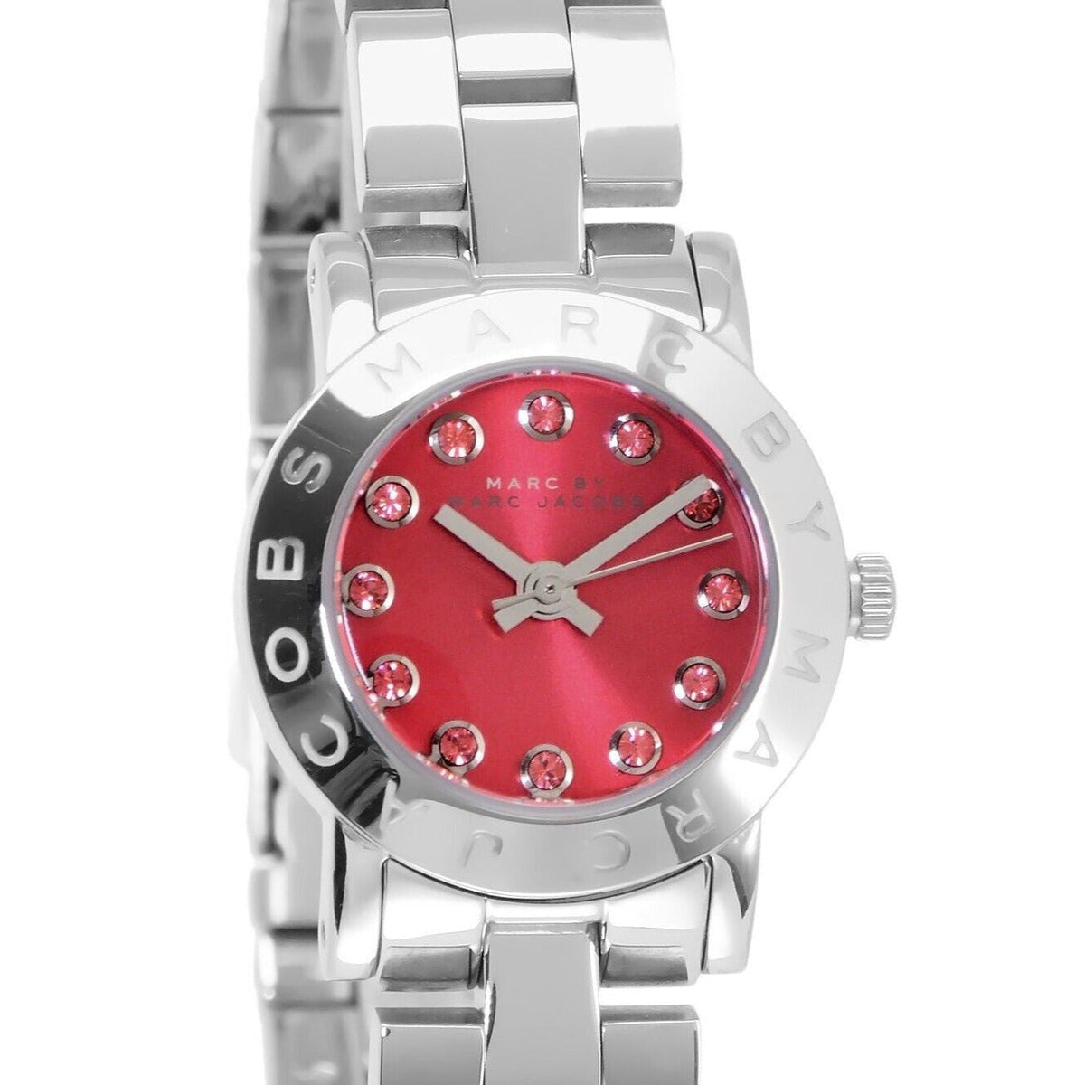 Marc Jacobs Amy Red Dial Silver Steel Strap Women Watch - MBM3335