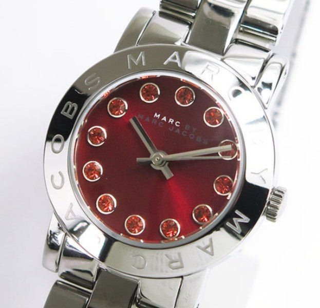 Marc Jacobs Amy Red Dial Silver Steel Strap Women Watch - MBM3335