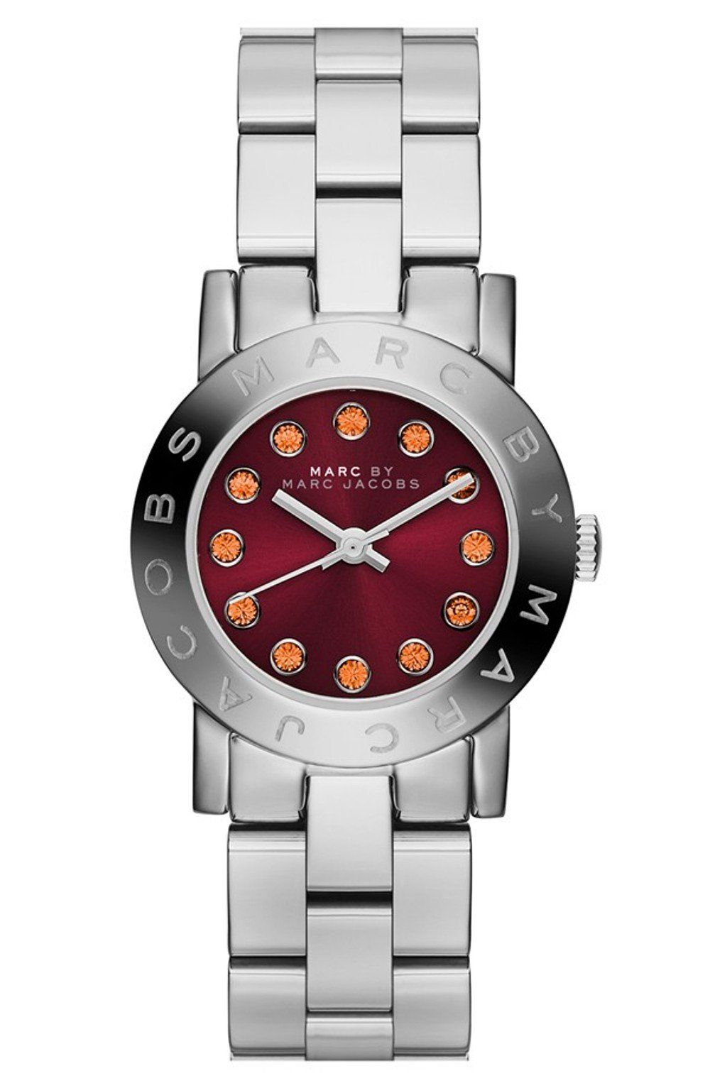Marc Jacobs Amy Red Dial Silver Steel Strap Women Watch - MBM3335