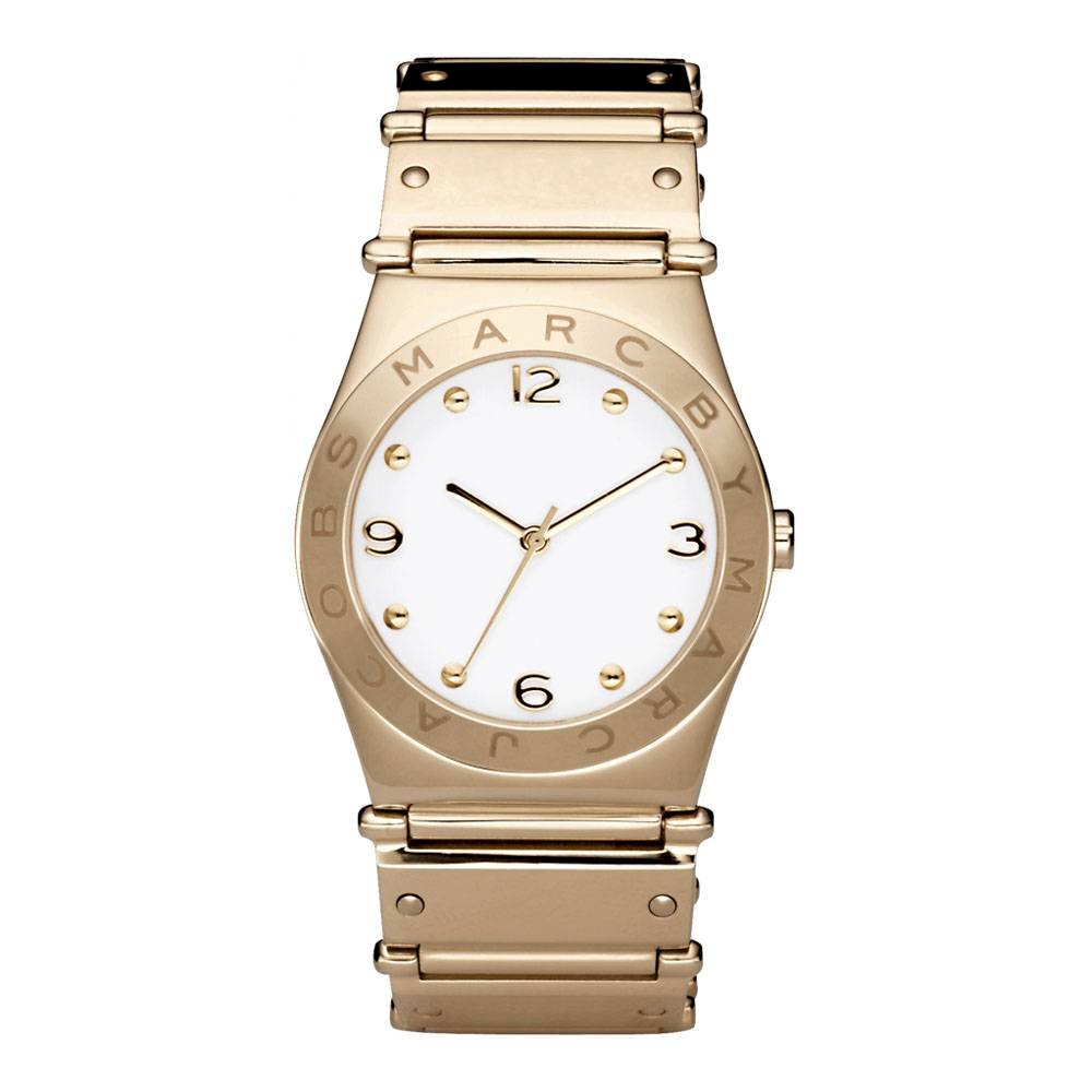Marc By Marc Jacobs Amy 39MM gold women's watch with white dial and gold-tone bracelet