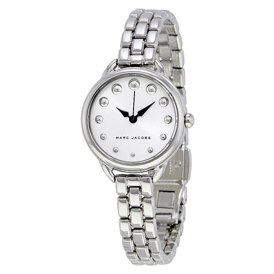 Marc Jacobs Betty white dial silver watch with crystal index markers and silver-tone bracelet