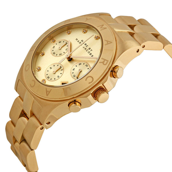 Marc by Marc Jacobs Blade Chronograph Gold Dial Gold-Tone Stainless Steel Ladies Watch #MBM3101 - Watches Of New Zealand #2