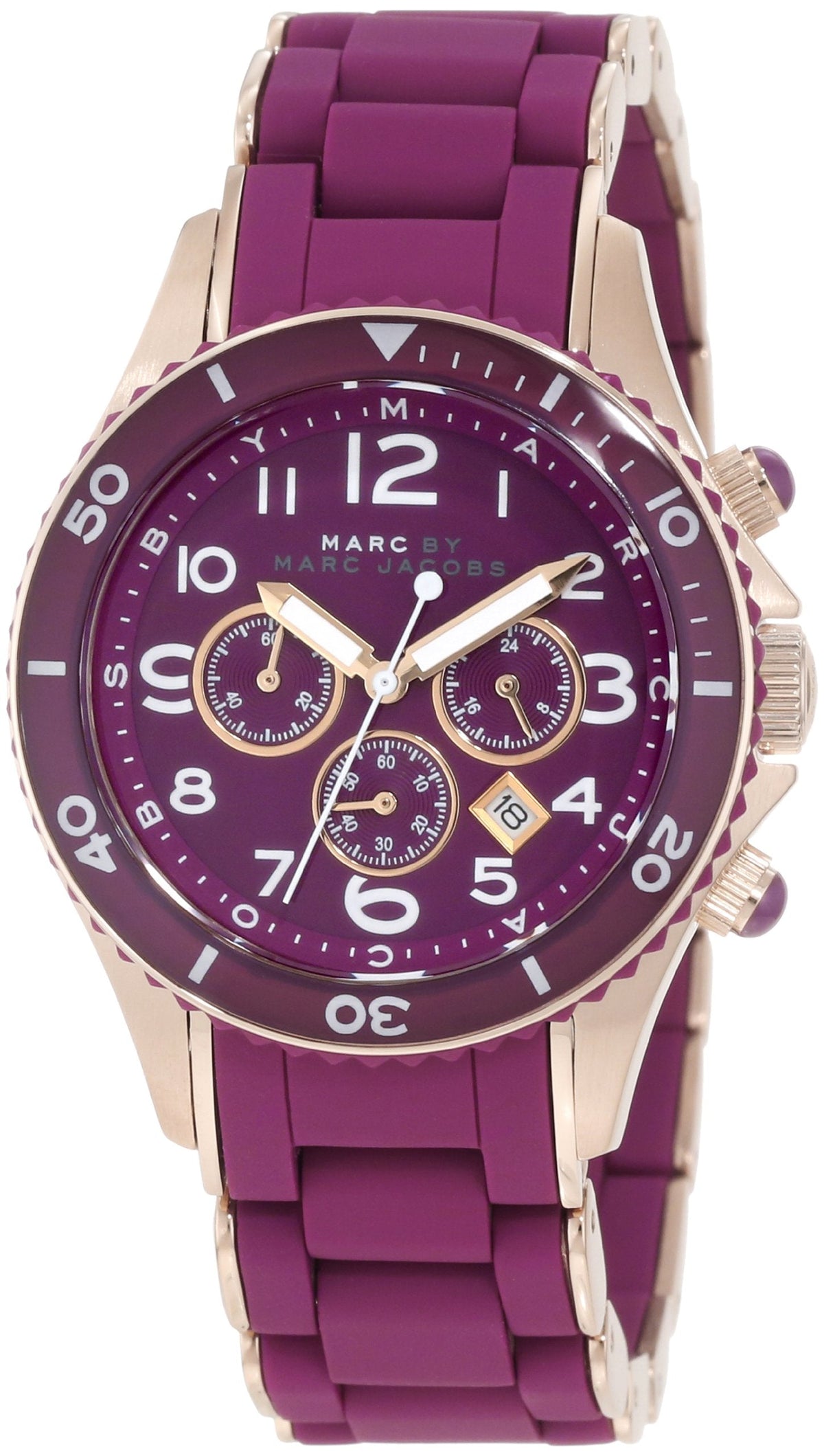 Marc Jacobs Rock Chronograph Purple Dial Purple Silicone Strap Women Watch - MBM2576