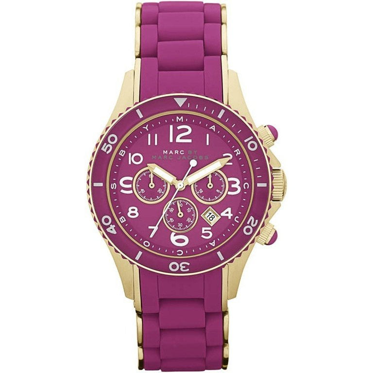 Marc Jacobs Rock Chronograph Purple Dial Purple Silicone Strap Women Watch - MBM2576