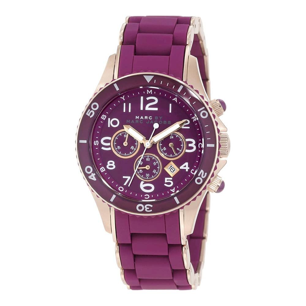 Marc Jacobs Rock Chronograph Purple Dial Purple Silicone Strap Women Watch - MBM2576