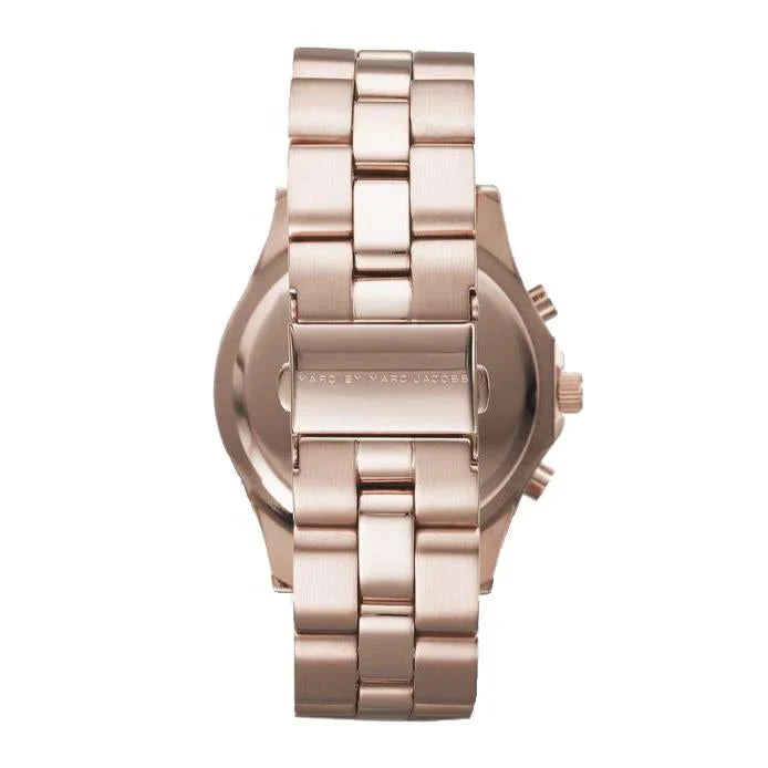 Marc by Marc Jacobs Blade MBM3102 rose gold watch caseback and bracelet view