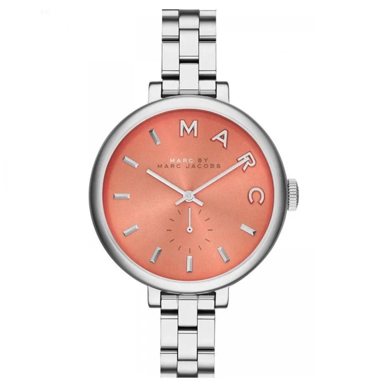 Marc Jacobs MBM3365 Slim Baker women's watch with orange dial and stainless steel bracelet