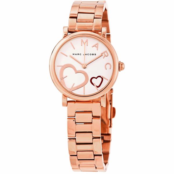 Marc Jacobs MJ3592 rose gold watch with white dial and heart design