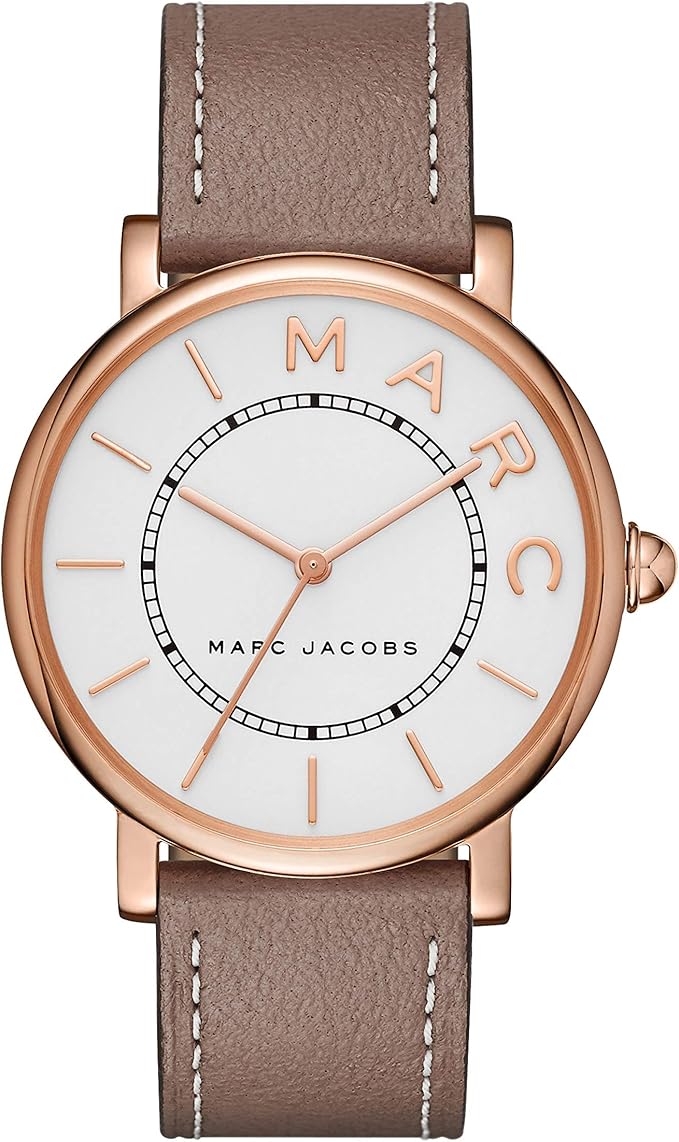 Marc Jacobs Roxy Silver Dial Cement Leather Women Watch - MJ1533
