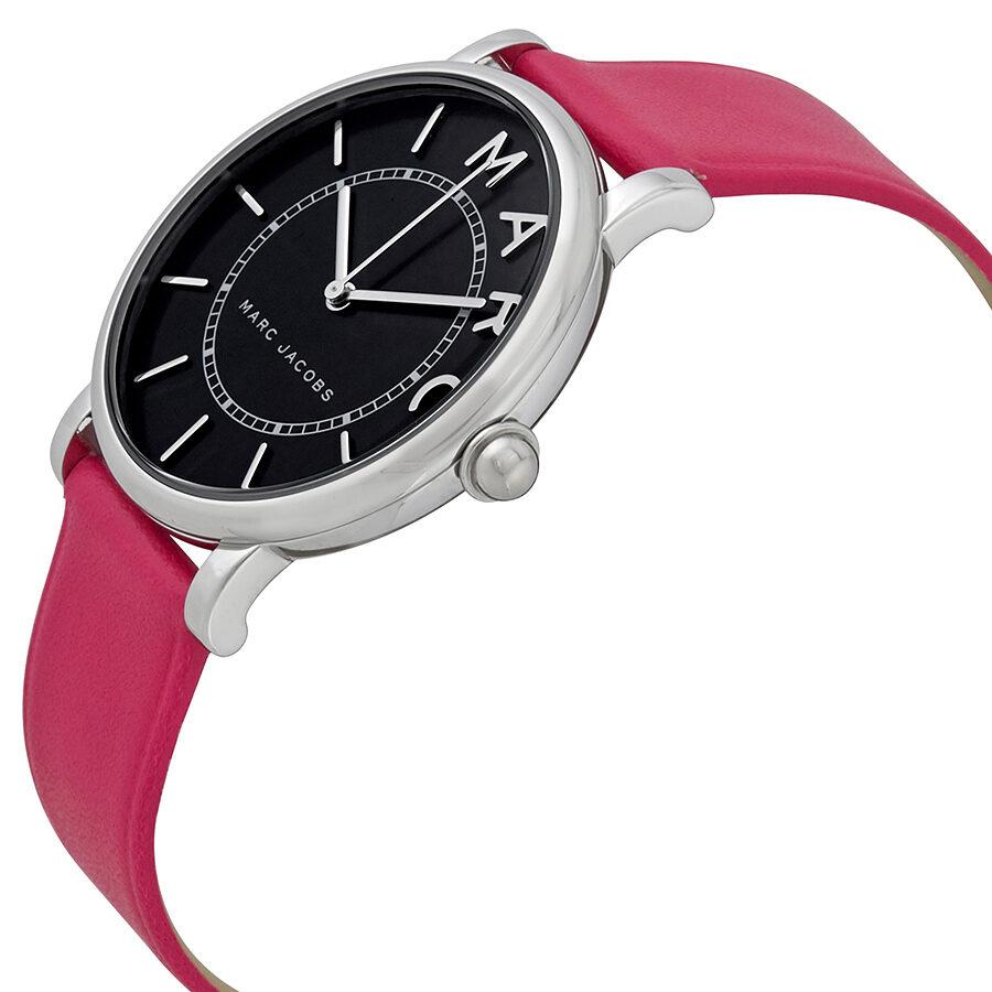 Marc Jacobs Roxy Black Dial Pink Leather Strap Women Watch - MJ1540