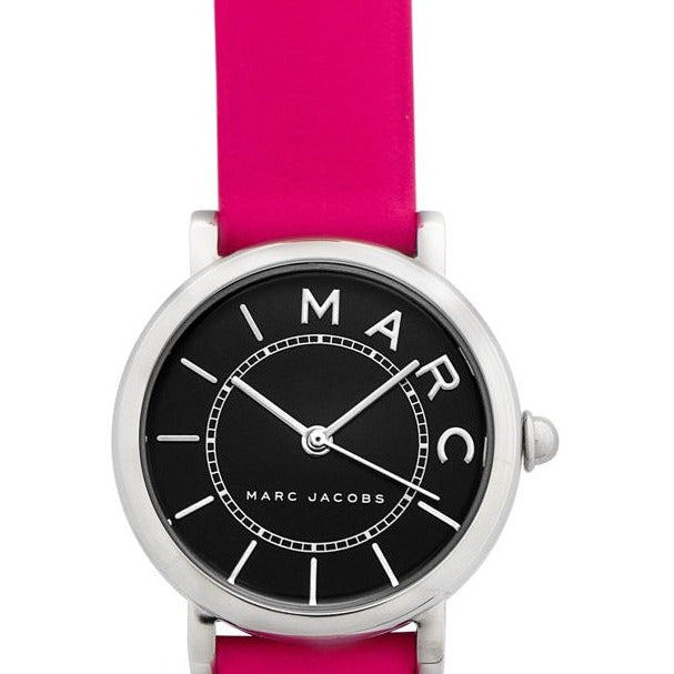 Marc Jacobs Roxy Black Dial Pink Leather Strap Women Watch - MJ1540