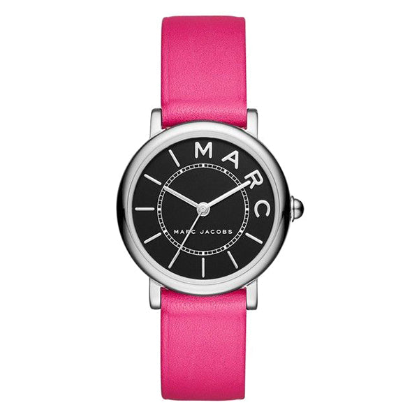 Marc Jacobs Roxy Black Dial Pink Leather Strap Women Watch - MJ1540