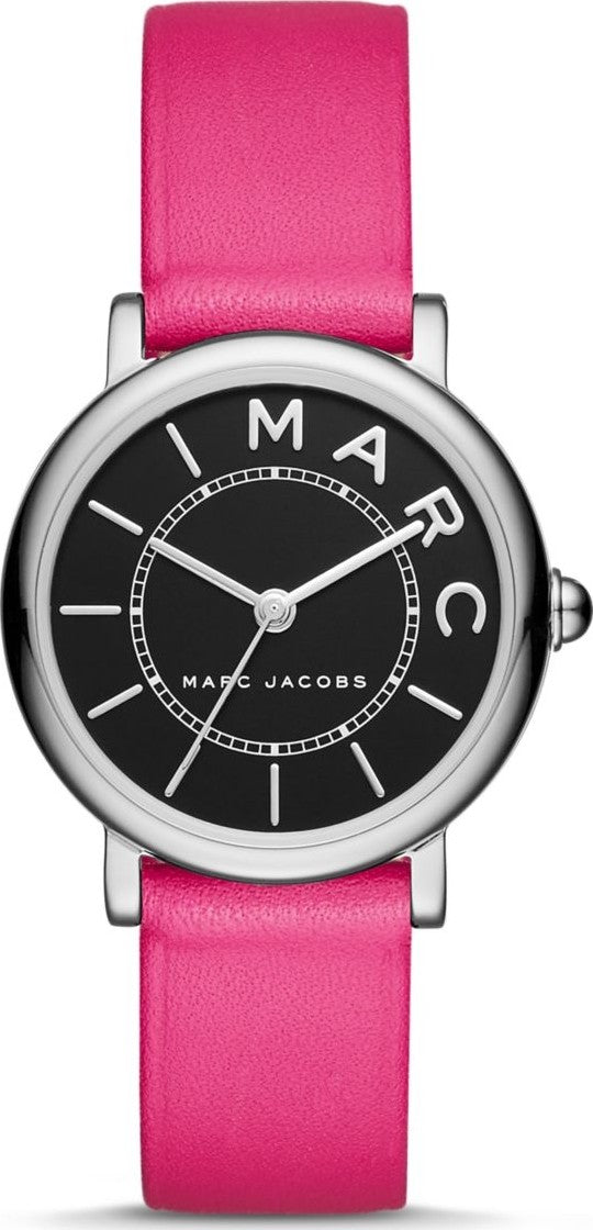 Marc Jacobs Roxy Black Dial Pink Leather Strap Women Watch - MJ1540