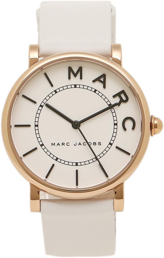 Marc Jacobs Roxy white dial rose gold watch with white leather strap