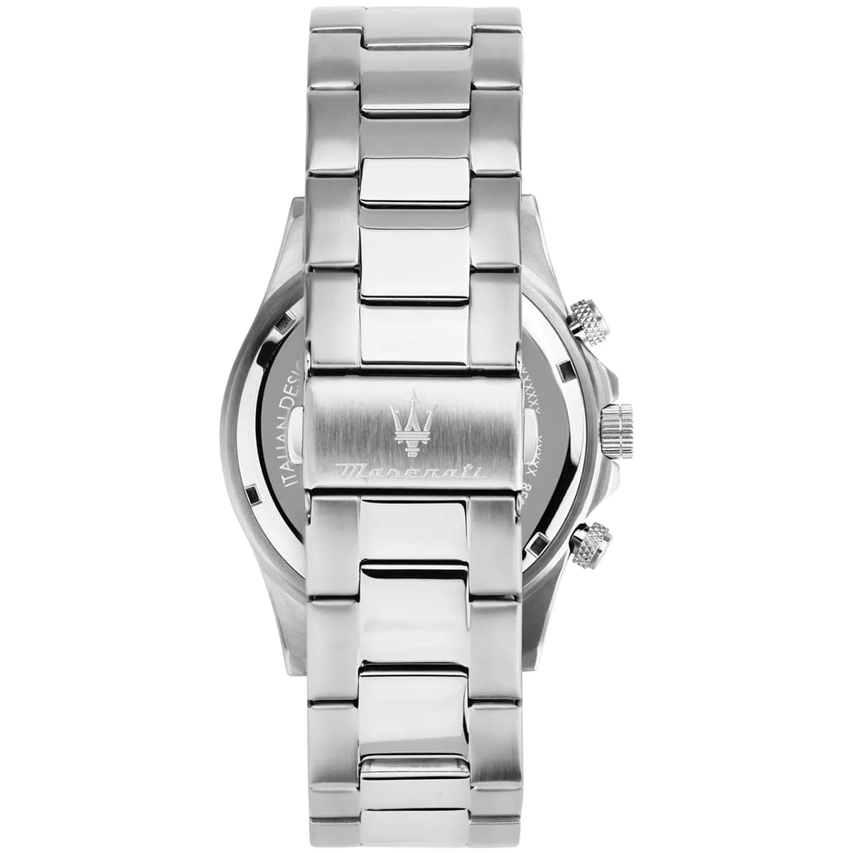 Maserati Competizione watch caseback showing stainless steel construction with Maserati branding