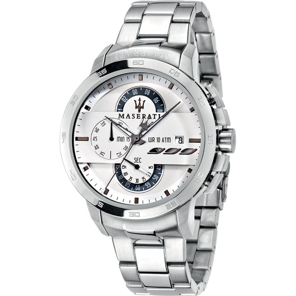Maserati Ingegno chronograph men's watch with silver dial and stainless steel bracelet