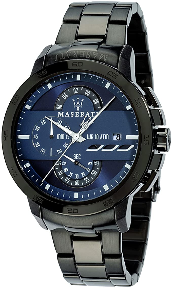 Maserati Ingegno chronograph men's watch with blue dial and stainless steel bracelet