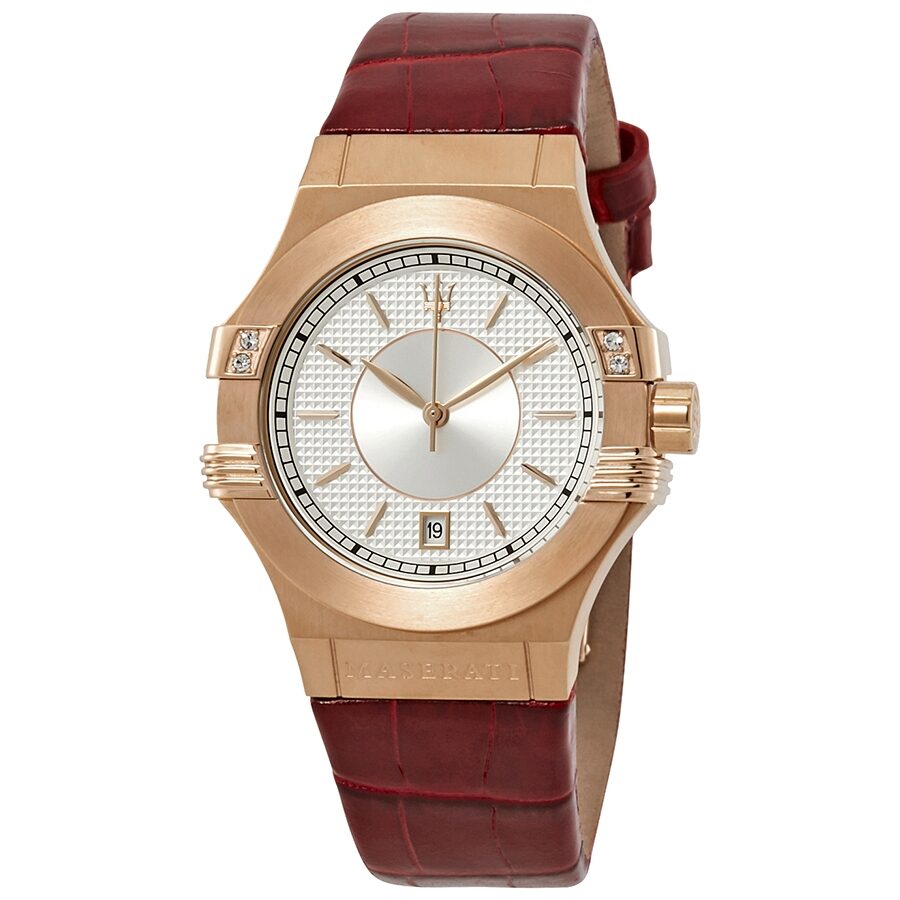 Maserati Potenza chronograph ladies watch with silver dial and rose gold case