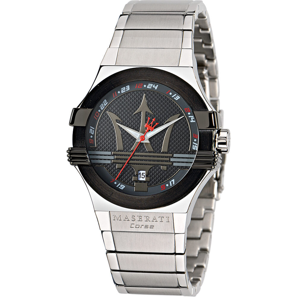Maserati Potenza Black Dial Silver Stainless Steel Mesh Bracelet Men's Watch R8853108001