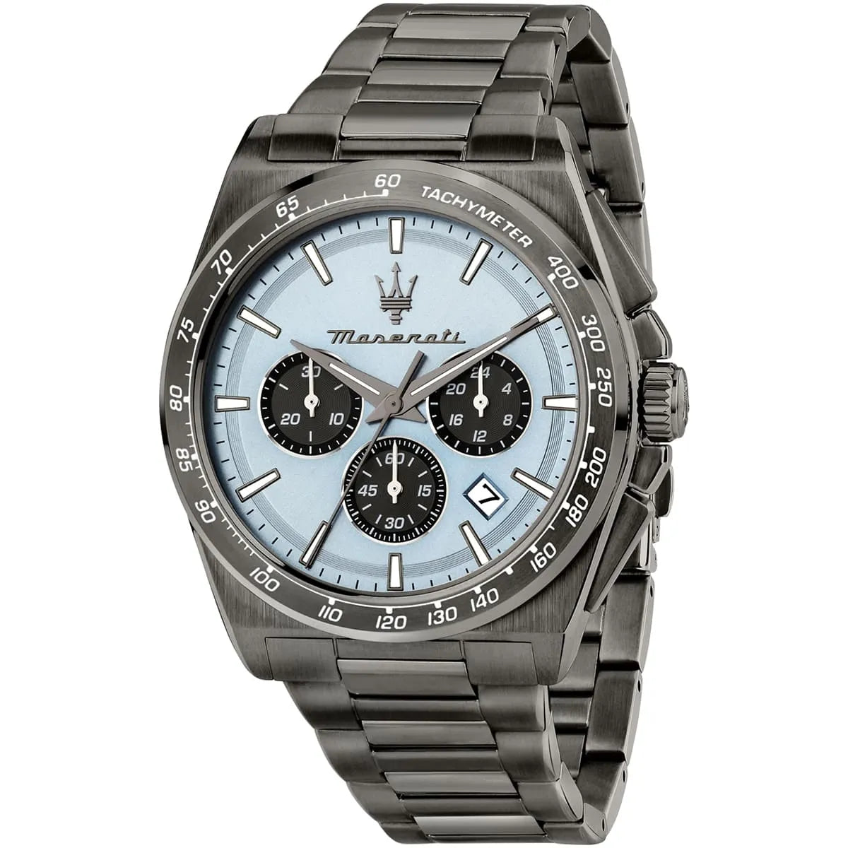 Maserati Velocità chronograph 43mm with light blue dial and tachymeter bezel