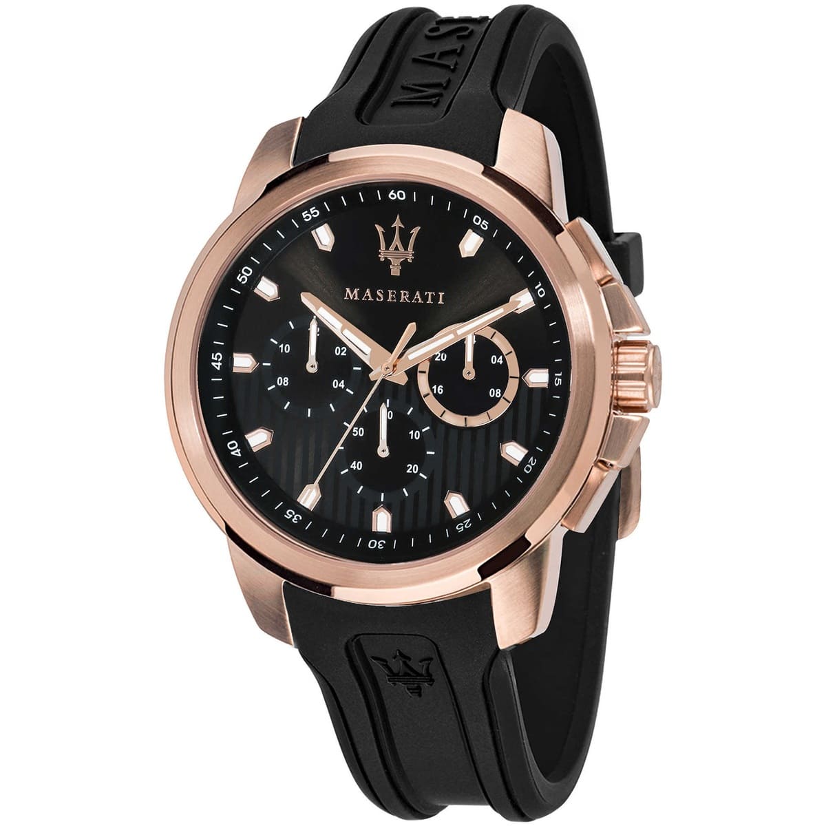 Maserati SFIDA Chronograph Black Dial Black Rubber Strap Men's Watch R851123008