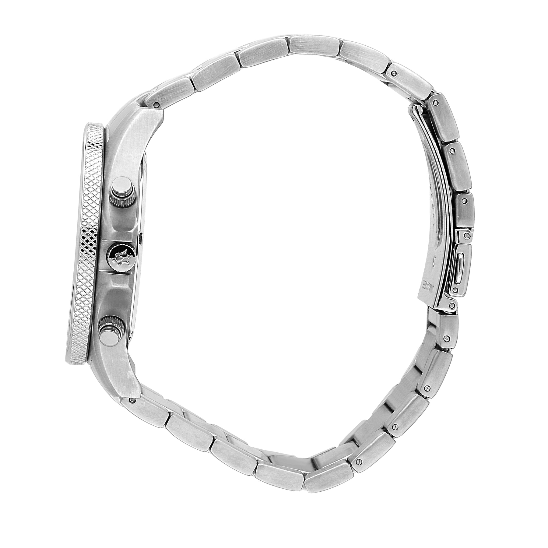 Maserati Sfida watch side profile showing case and stainless steel bracelet