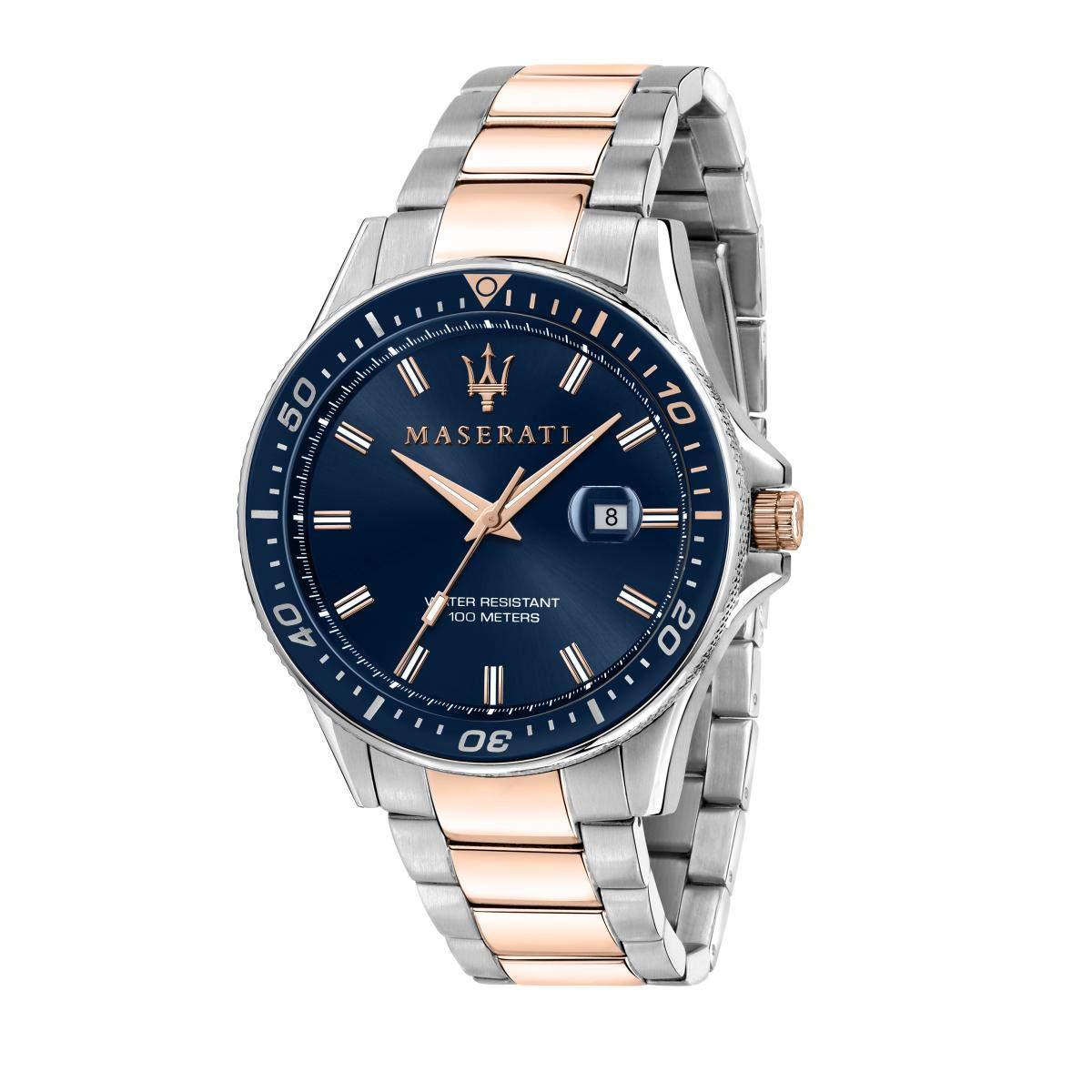 Maserati Sfida men's watch with blue dial, rose gold and silver two-tone bracelet