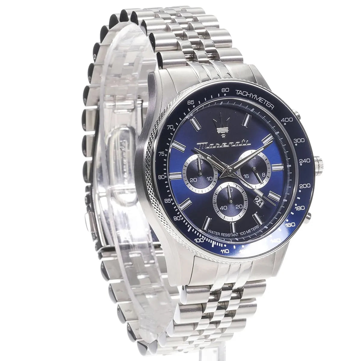Maserati Sfida Sport watch angled three-quarter view showing dial and bracelet detail