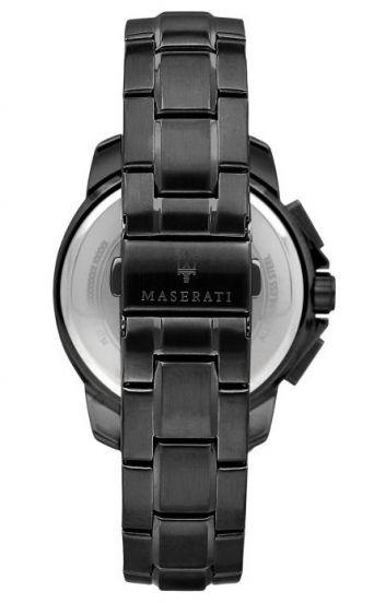 Maserati Successo Aqua Edition watch back showing stainless steel caseback with Maserati branding