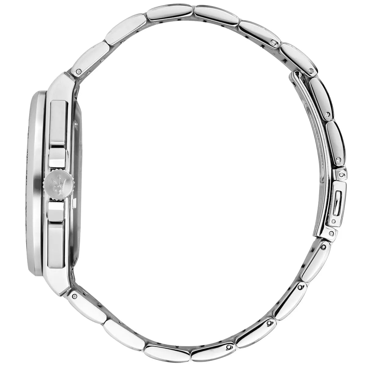Maserati Velocità chronograph watch side view showing bracelet and case profile