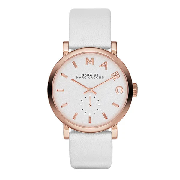 Marc by Marc Jacobs Baker White Dial White Leather Band Ladies Watch - MBM1284