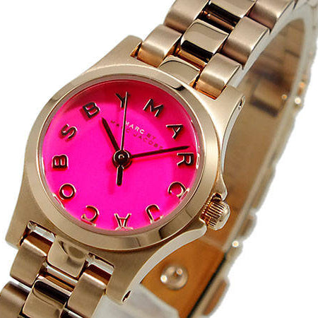 Marc by Marc Jacobs MBM3203 women's watch with bright pink dial and rose gold steel strap