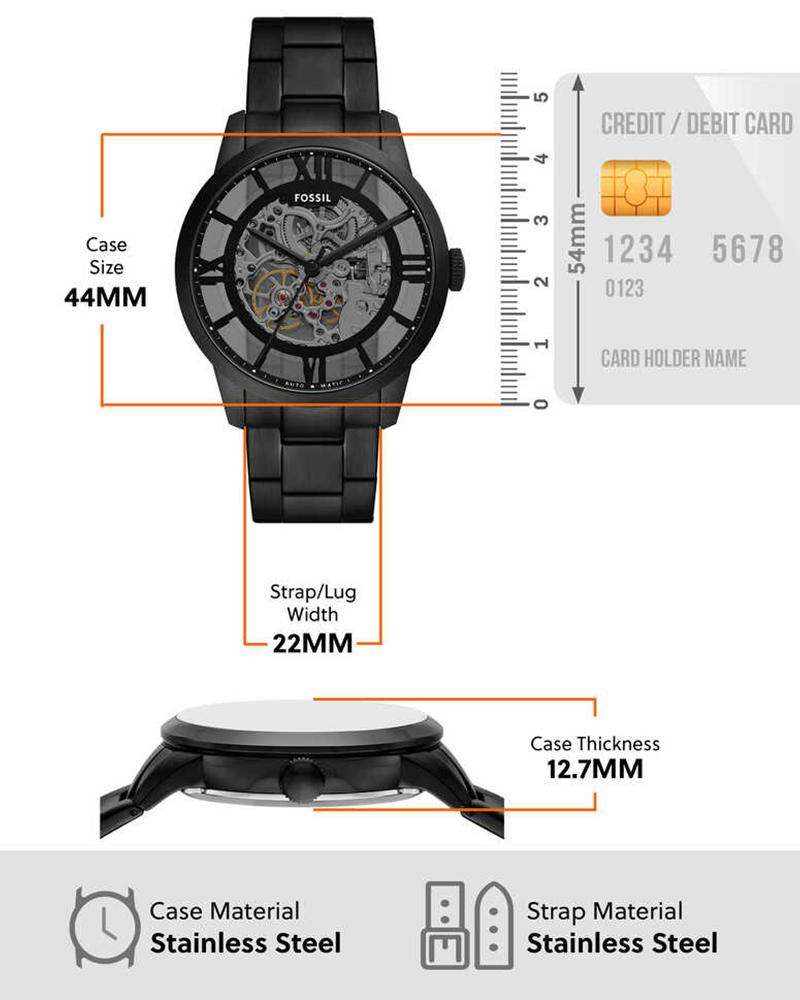 Fossil Townsman Automatic Black Stainless Steel Men's Watch - ME3269
