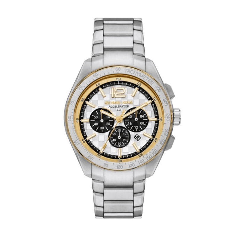 Michael Kors Men's Accelerator 2.0 Chronograph Silver-Tone Stainless Steel Watch 44mm