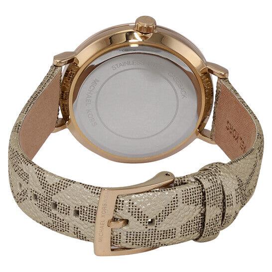 Michael Kors Addyson watch caseback showing stainless steel with text