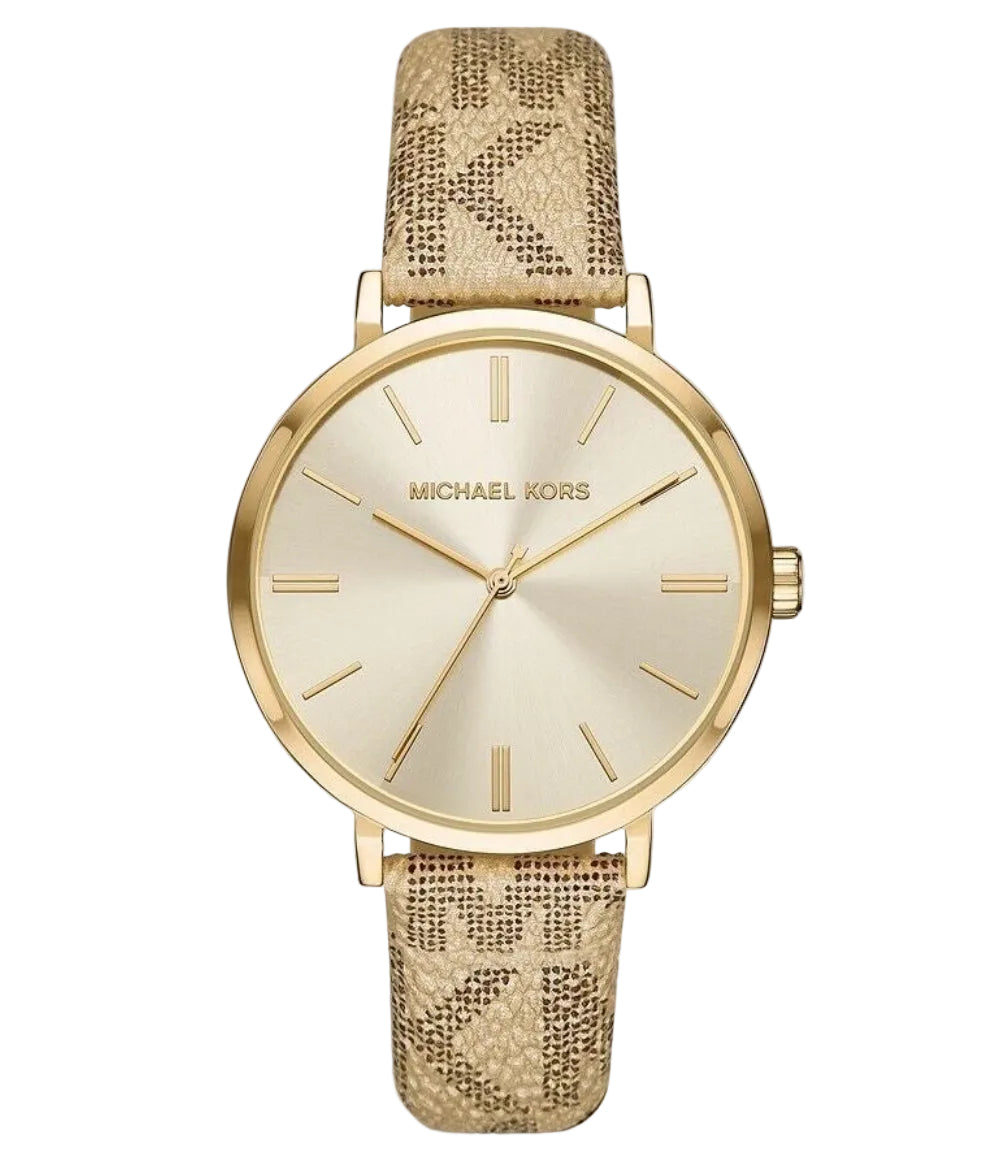 Michael Kors Addyson gold watch with champagne dial and gold PVC strap