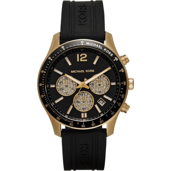Michael Kors Berkley Chronograph Black Dial Black Rubber Strap Watch for Men - MKO1038