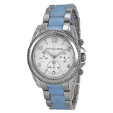 Michael Kors Blair Chronograph Silver Dial Stainless Steel with Chambray Acetate Ladies Watch MK6137 - Watches of New Zealand