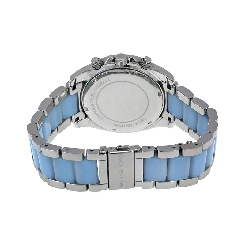 Michael Kors Blair Chronograph Silver Dial Stainless Steel with Chambray Acetate Ladies Watch MK6137 - Watches of New Zealand #3