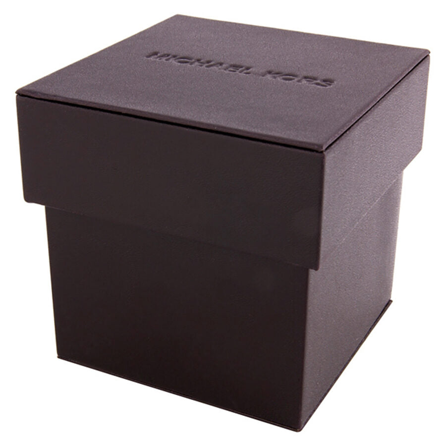 Michael Kors watch presentation box in charcoal gray with logo embossed top