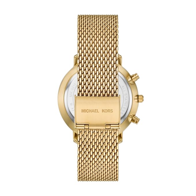 Michael Kors Blake MK9210 caseback showing gold-tone stainless steel case