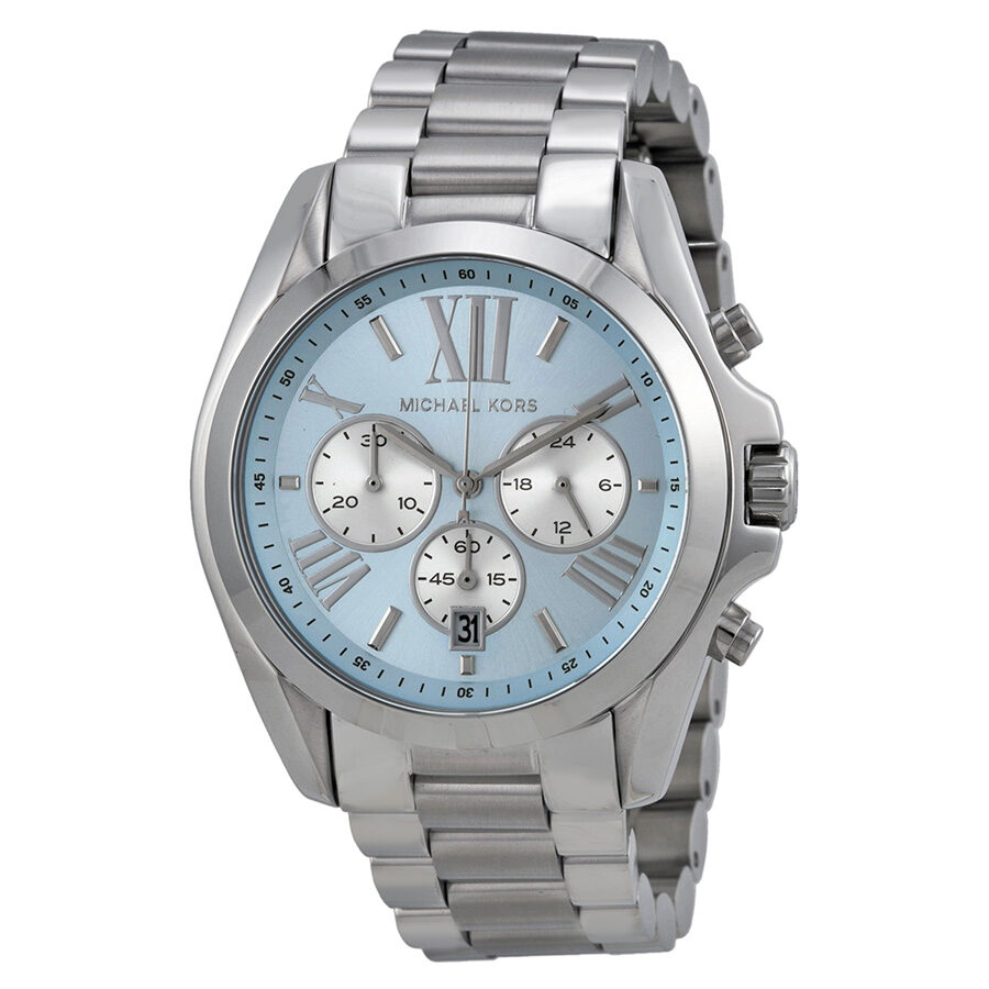 Michael Kors Bradshaw Chronograph blue dial stainless steel ladies watch front view