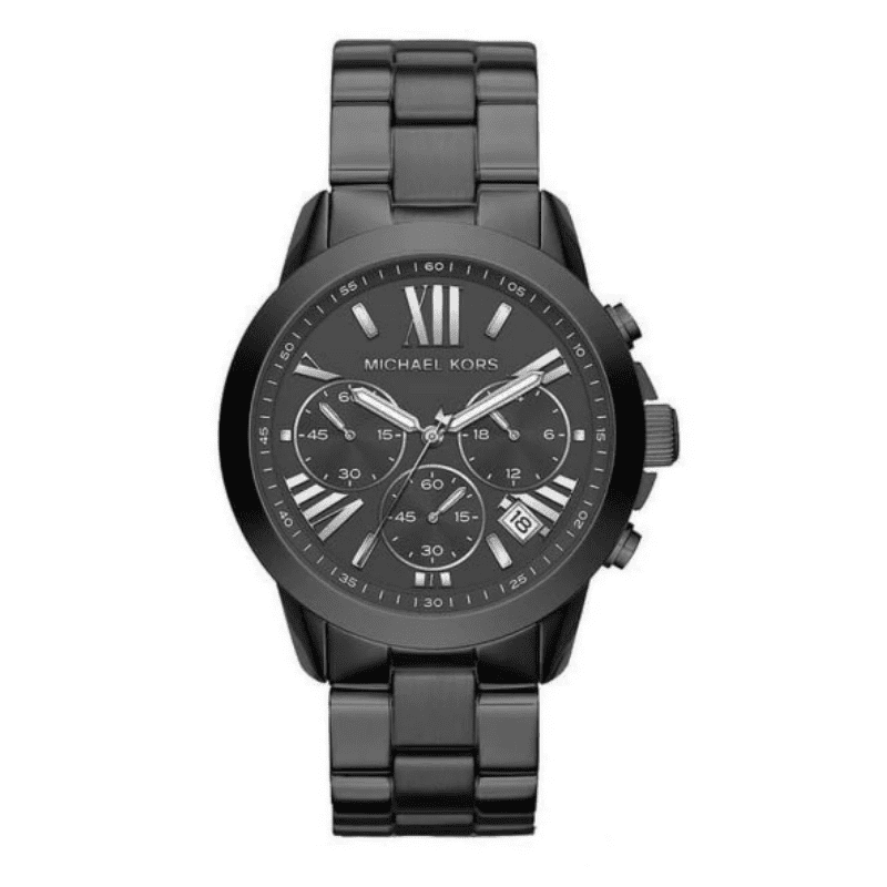 Michael Kors Bradshaw Chronograph Black Dial Black Steel Strap Watch For Women - MK6303