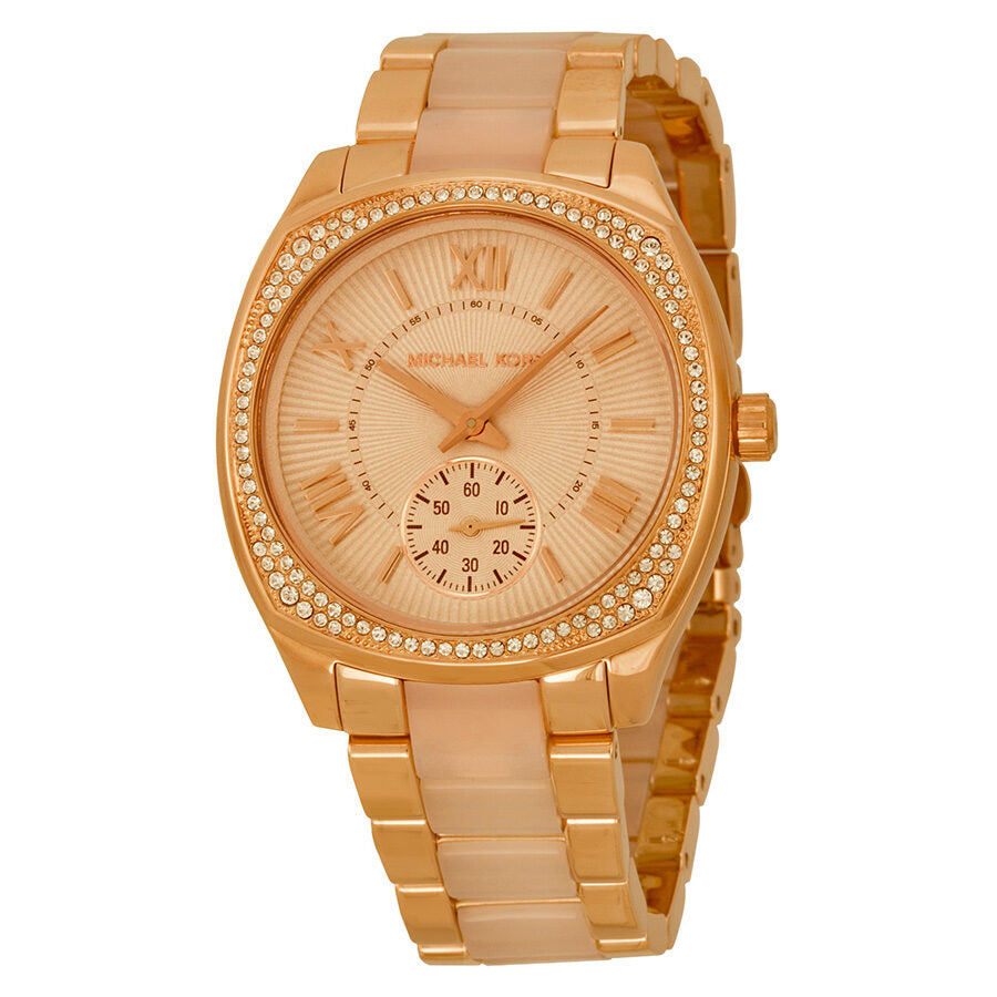 Michael Kors Bryn rose gold-tone women's watch with crystal-set bezel and subdial