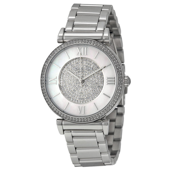 Michael Kors Caitlin Silver Crystal Pave Dial Ladies Watch MK3355 - Watches of New Zealand