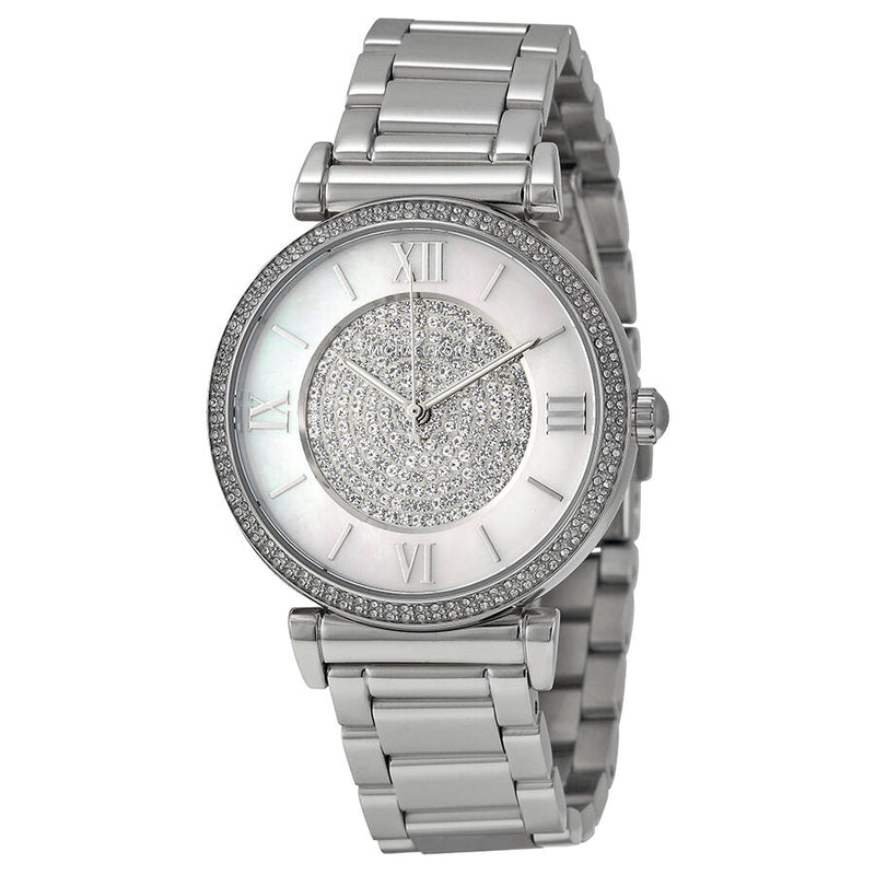 Michael Kors Caitlin Silver Crystal Pave Dial Ladies Watch MK3355 - Watches of New Zealand