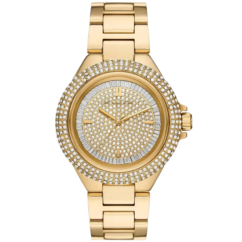 Michael Kors Camille Three-Hand Crystals Gold Dial Gold Steel Strap Women's Watch MK1067