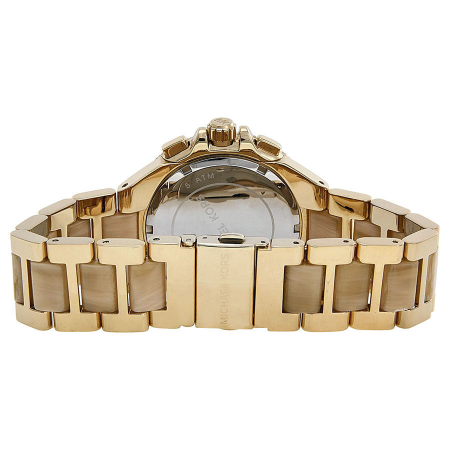 Michael Kors Camille Chronograph Champagne Dial Gold-tone and Horn Acetate Ladies Watch MK5902